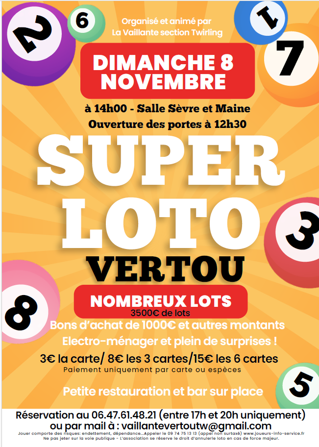 Super Loto Vertou 3500€ de Lots